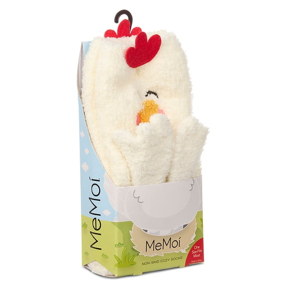 MeMoi Women's Plush Chicken-Themed Embellished Crew-Length Lounge Sock - Womens - Female, One Size, White