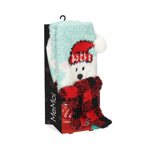 MeMoi Women's Polar Bear Embellished Critter Plush Crew Socks - Womens - Female, One Size, Ivory
