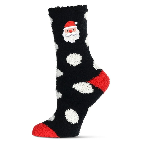 MeMoi Women's Polka Dot Santa Embroidery Cozy Crew Socks - Mens - Male