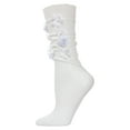 thumbnail image 1 of MeMoi Women's Posy Floral Chiffon Slouch Crew Socks - Womens - Female, One Size, White, 1 of 3