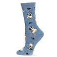 thumbnail image 1 of MeMoi Women's Pugs Bamboo Crew Socks - Womens - Female, 9-11, Denim Heather, 1 of 7