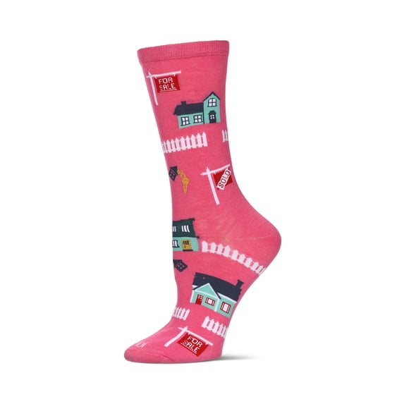 MeMoi Women's Realtor Bamboo Crew Socks - Womens - Female, 9-11, Hot Pink