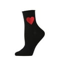 thumbnail image 1 of MeMoi Women's Red Heart Roll Top Shortie Socks - Womens - Female, 9-11, Black, 1 of 3