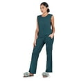 thumbnail image 1 of MeMoi Women's Relaxed Fit 100% Cotton Slub Knit Pants and T-Shirt Set - Womens - Female, L, Dark Teal, 1 of 7