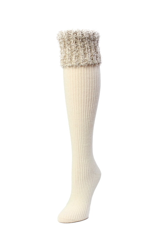 Women's Ribbed Braided Cuffed Plush Knee-High Socks - Womens - Female