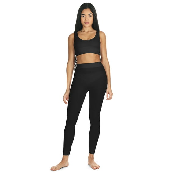 MeMoi Women's Ribbed Leggings with Wide Waistband - Womens - Female, S, Blue Smoke