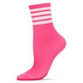 thumbnail image 1 of MeMoi Women's Ring Quartet Cotton Blend Bold Neon Crew Sock - Womens - Female, 9-11, Neon Pink, 1 of 2