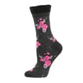thumbnail image 1 of MeMoi Women's Rosie Chenille Cuff Embroidered Flower Crew Socks - Womens - Female, One Size, Charcoal, 1 of 3