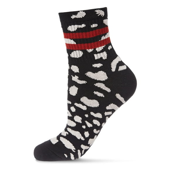 MeMoi Women's Running Wild Ringer Cotton Blend Crew Sock - Womens - Female, 9-11, Black