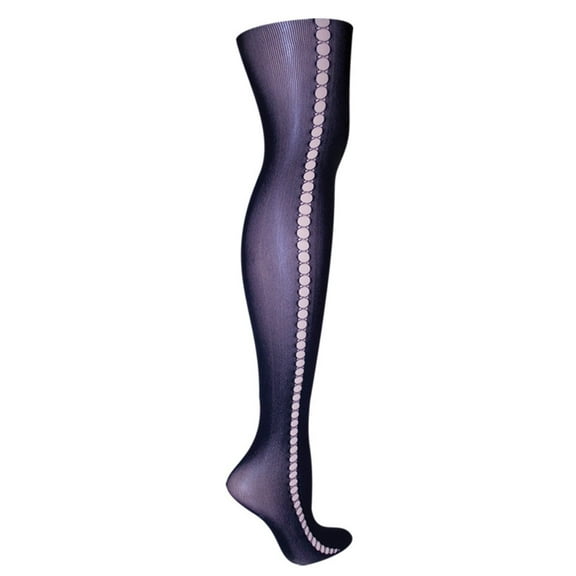 MeMoi Women's Runway Stripe Netted Nylon Tights - Womens - Female (Small/Medium, Black)