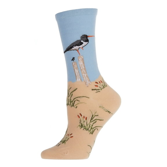 MeMoi Women's Seagulls Limited Edition Cotton Blend Crew Sock - Womens - Female, 9-11, Beige