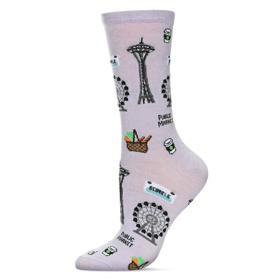 MeMoi Women's Seattle Bamboo Crew Socks - Womens - Female, 9-11, Lavender