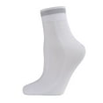 thumbnail image 1 of MeMoi Women's Sheer Metallic Shimmer Stripe Accent Anklet Sock - Womens - Female, 9-11, White, 1 of 7