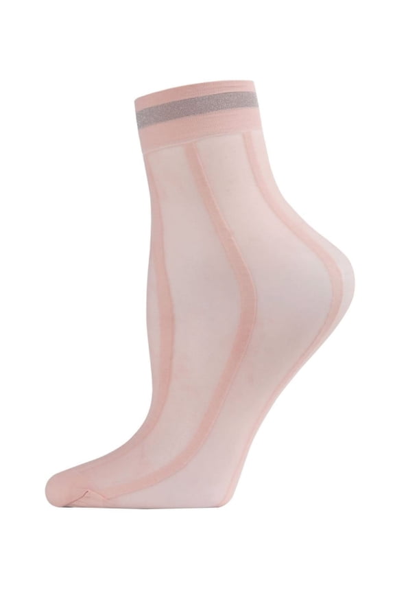 Women's Sheer Metallic Shimmer Stripe Accent Anklet Sock - Mens - Male