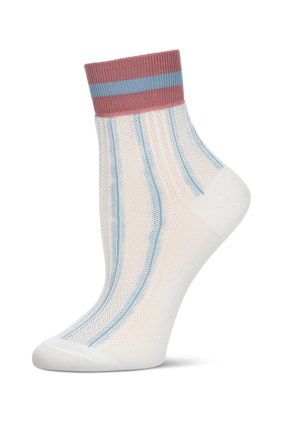 Women's Sheer Openwork Retro Stripe Anklet Socks - Womens - Female, 9-11, Lilac