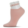 thumbnail image 1 of MeMoi Women's Sheer Ruffle Cuff Faux Pearl Anklet Sock - Womens - Female, 9-11, Pink, 1 of 8