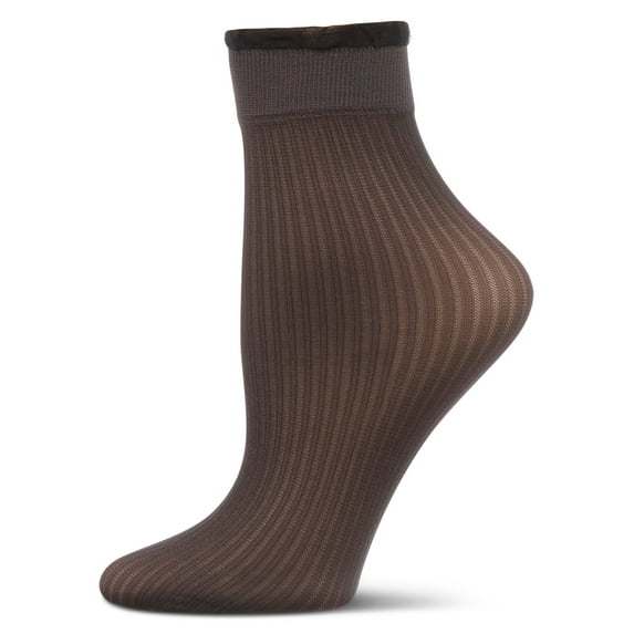 MeMoi Women's Sheer Ruffle Cuff Ribbed Crew Sock - Womens - Female, 9-11, Navy