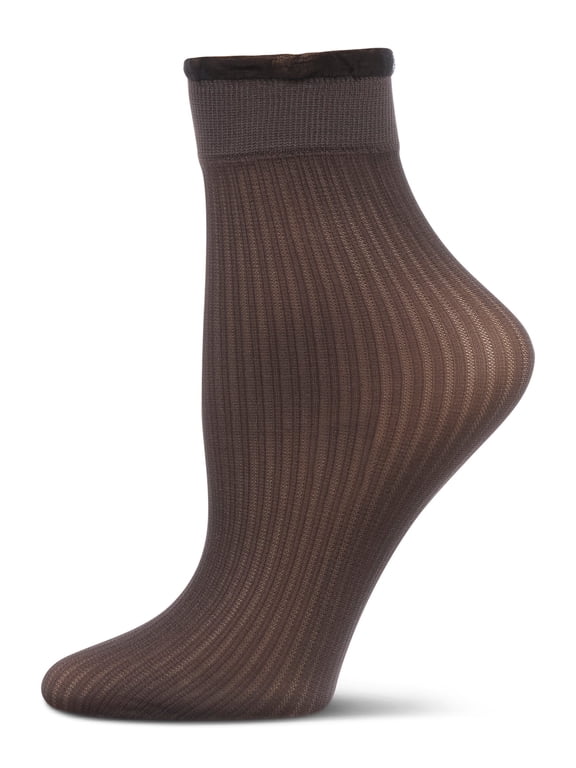 Women's Sheer Ruffle Cuff Ribbed Crew Sock - Womens - Female, 9-11, Navy