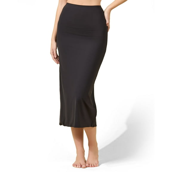 MeMoi Women's Silky-Smooth Bonded 34" Maxi Slip - Womens - Female (L, Black)