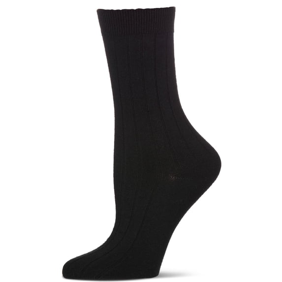 MeMoi Women's Silky-Soft Ribbed Rayon Blend Crew Sock - Womens - Female, One Size, Brown