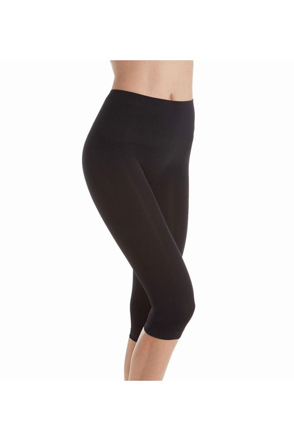 Women's MeMoi MSM-109 SlimMe Seamless High Waisted Capri Legging (Black 2X)