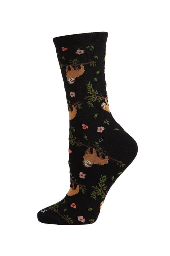 Women's Sloth Bamboo Blend Crew Socks - Womens - Female, One Size, Black