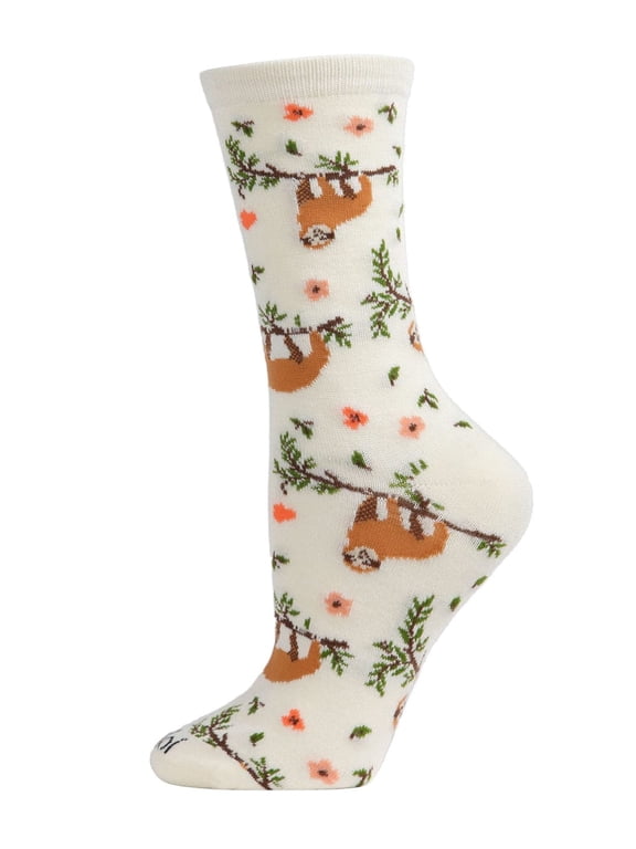 Women's Sloth Bamboo Blend Crew Socks - Womens - Female, One Size, Marshmallow