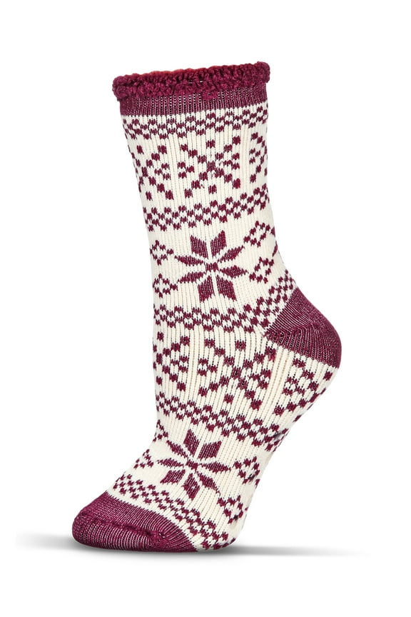 Women's Snowflake Fairisle Cozy Warm Thermal Crew Socks - Womens - Female, 9-11, Mauve