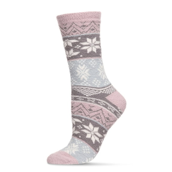 MeMoi Women's Snowflake Fairisle Super Soft Cozy Crew Socks - Womens - Female, 9-11, Violet