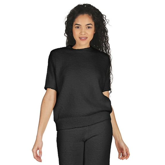 MeMoi Women's Soft Touch Cozy Knit Casual Short Sleeve Top - Womens - Female (XXS-X, Ivory)