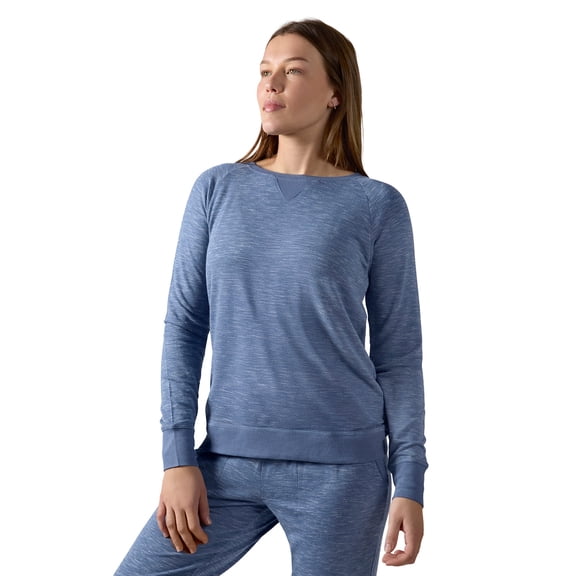 MeMoi Women's Space Dye Bamboo Blend Baby Terry Pullover - Womens - Female, L, Blue