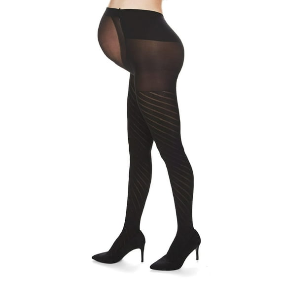 MeMoi Women's Spiral Patterned Cotton Blend Maternity Tights (Medium/Large, Black)