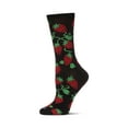 thumbnail image 1 of MeMoi Women's Strawberry Vines Bamboo Crew Socks - Womens - Female, 9-11, Black, 1 of 3