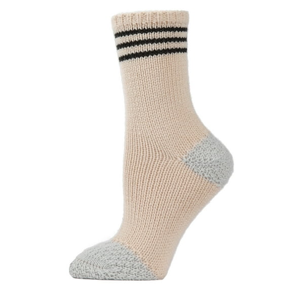 MeMoi Women's Striped Cuff Heavy Sweater Knit Crew Socks - Womens - Female, One Size, Blush Pink