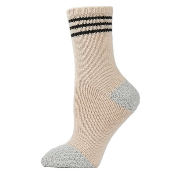 MeMoi Women's Striped Cuff Heavy Sweater Knit Crew Socks - Womens - Female, One Size, Blush Pink