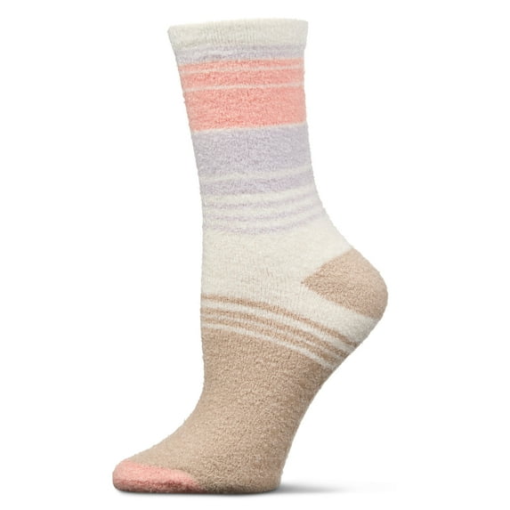 MeMoi Women's Stripes Aloe Infused Crew Socks - Womens - Female, 9-11, Lilac