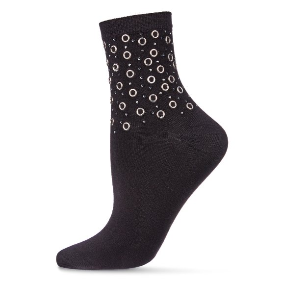 MeMoi Women's Studs and Stones Studded Rhinestone Anklet Sock - Mens - Male