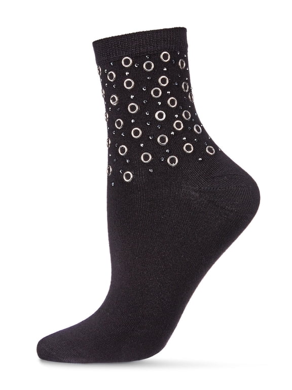 Women's Studs and Stones Studded Rhinestone Anklet Sock - Mens - Male