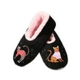 thumbnail image 1 of MeMoi Women's Sweater Cats Sherpa Lined Slippers - Womens - Female (S-M, Black), 1 of 7