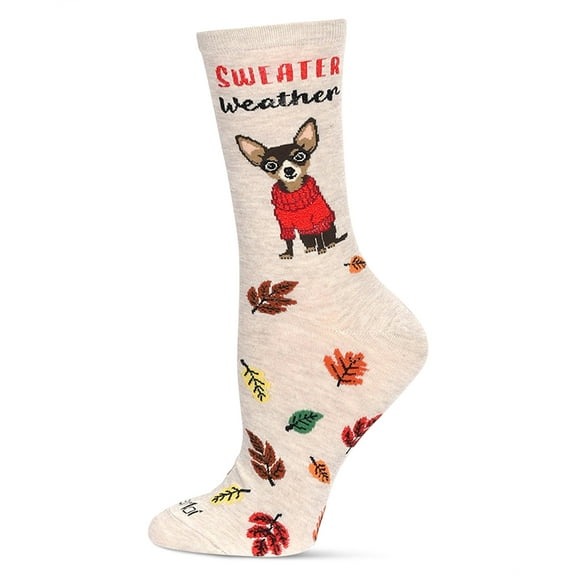 MeMoi Women's Sweater Weather Bamboo Crew Socks - Womens - Female, 9-11, Oatmeal Heather