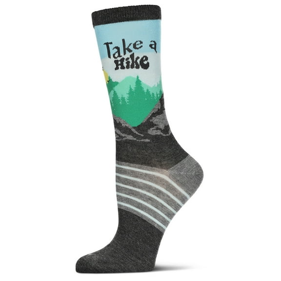 MeMoi Women's Take A Hike Rayon From Bamboo Crew Socks - Womens - Female, 9-11, Charcoal Heather