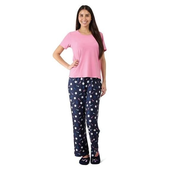 MeMoi Women's Tee-Time 2 Piece PJ Set In A Bag - Womens - Female, XL, Navy