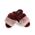 thumbnail image 1 of MeMoi Women's Tonal Stripe Hard Bottom Plush Slippers - Womens - Female, 1 of 5