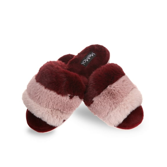 MeMoi Women's Tonal Stripe Hard Bottom Plush Slippers - Womens - Female