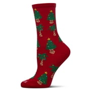 MeMoi Womens Tree Paradise Holiday Crew Socks - Womens - Female, 9-11, Red