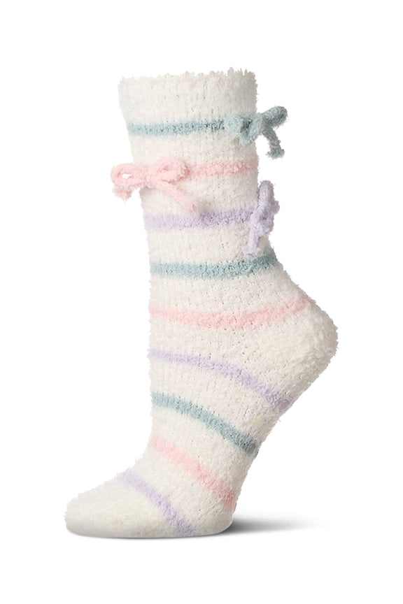 Women's Triple Bow Extra-Plush Non-Skid Cozy Crew Sock - Womens - Female, 9-11, Rose