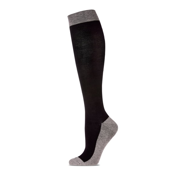 Wellfit Women's Two-Tone Contrast Bamboo Blend 8-15mmHg Graduated Compression Socks, 9-11, Medium Gray Heather