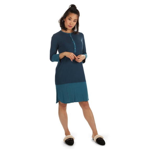 MeMoi Women's Two-Tone Three-Quarter-Length Soft Nightshirt - Womens - Female