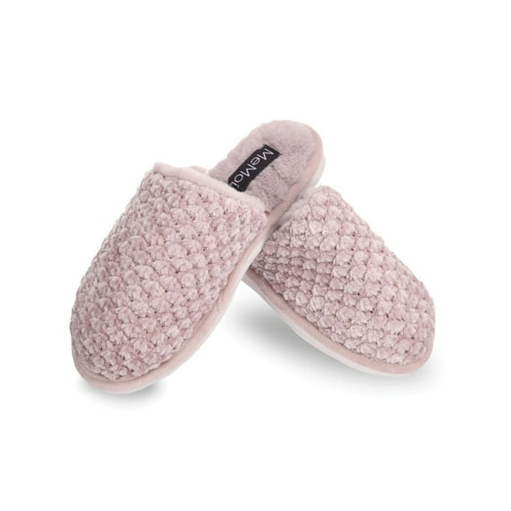 MeMoi Women's Woven Chenille Textured Hard Bottom Plush Slippers - Womens - Female (L 9-10, Lt . Lavender)