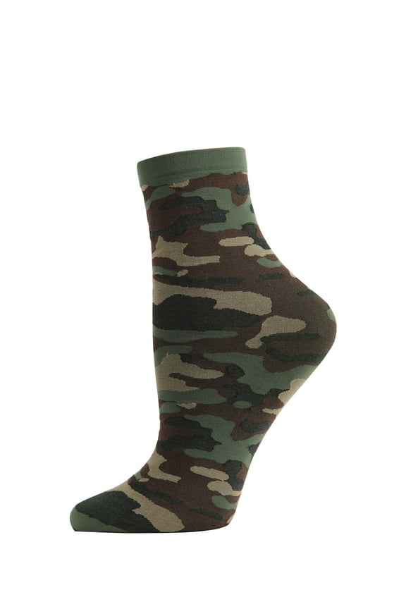 Women's You Can't See Me Camouflage Print Anklet Sock - Womens - Female, 9-11, Green